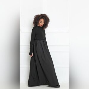 ADEPTT Knit and Flow Deha Maxi Dress With Soft Top Loose Skirt Black Size 3XL
